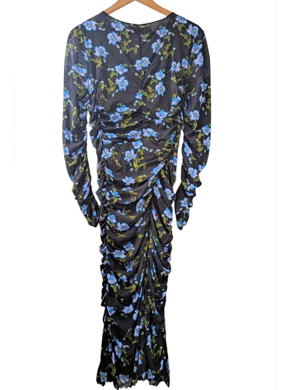 Diane Von Furstenberg Floral Ruched Mesh Midi Dress - Picture 11 of 16